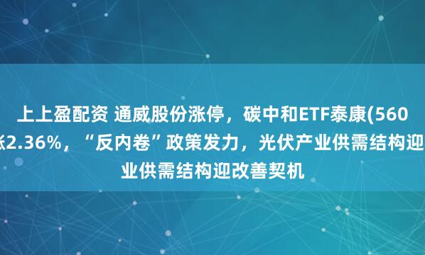 上上盈配资 通威股份涨停，碳中和ETF泰康(560560)上涨2.36%，“反内卷”政策发力，光伏产业供需结构迎改善契机